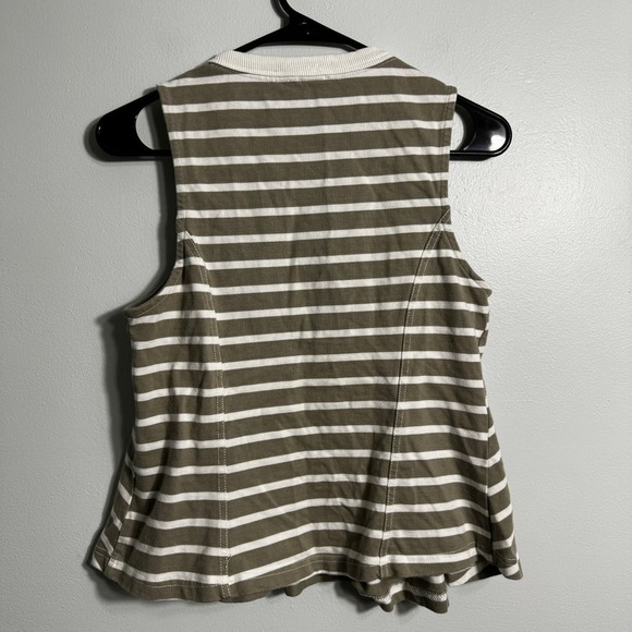 Anthropologie Postmark Striped Pleated Peplum Sleeveless Top - Picture 3 of 4